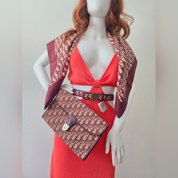 Auth Dior 30 Montaigne Trotter Bordeaux Shoulder/Clutch Bag - Picture 6 of 14